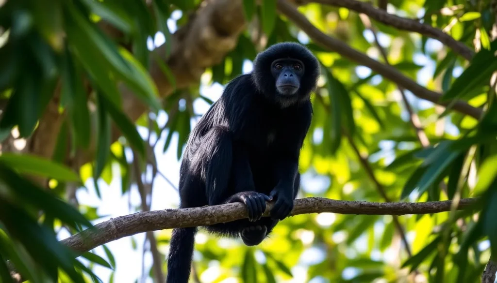 Howler monkey in the trees at Five Blues Lake National Park
