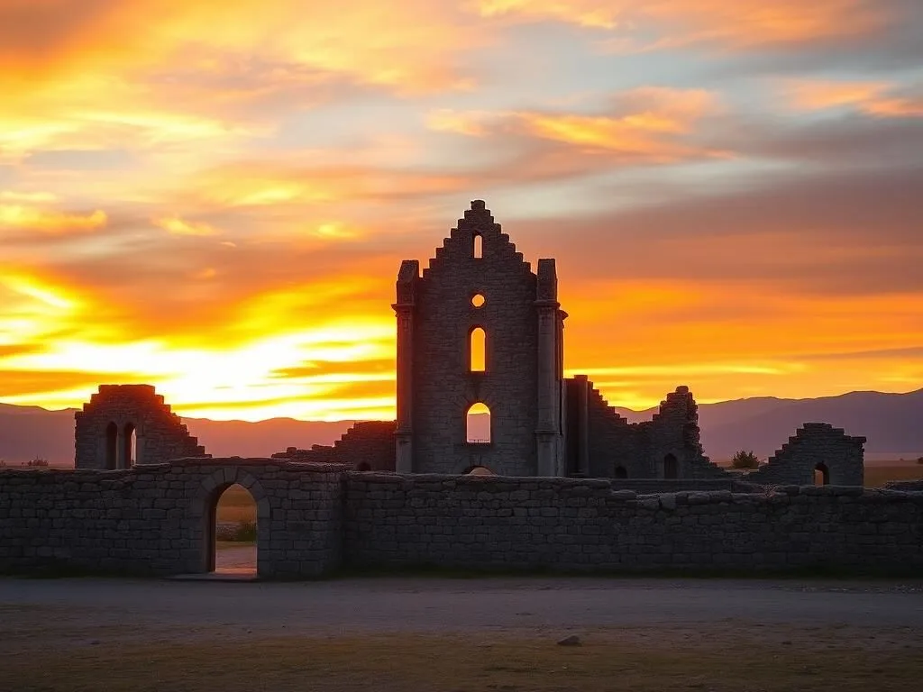 Huanchaca Ruins in Antofagasta at sunset