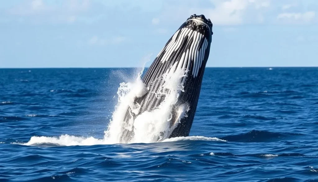 Humpback whale breaching near Cairns during whale watching season Humpback whale breaching near Cairns during whale watching season