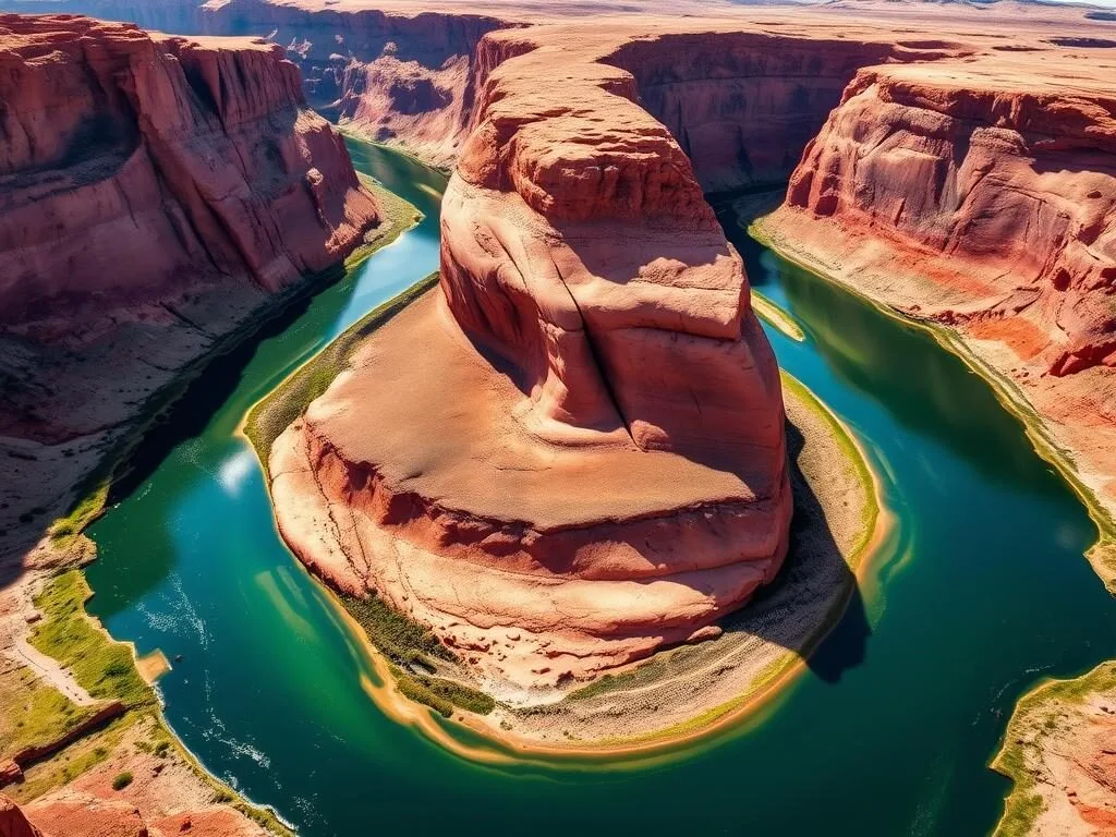 Iconic view of Horseshoe Bend where the Colorado River makes a 270-degree turn