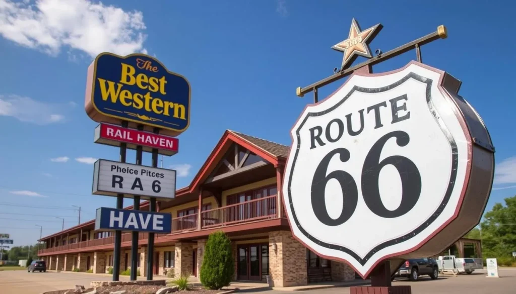 Image of Best Western Route66 Rail Haven in Springfield, Missouri, with a historic sign.