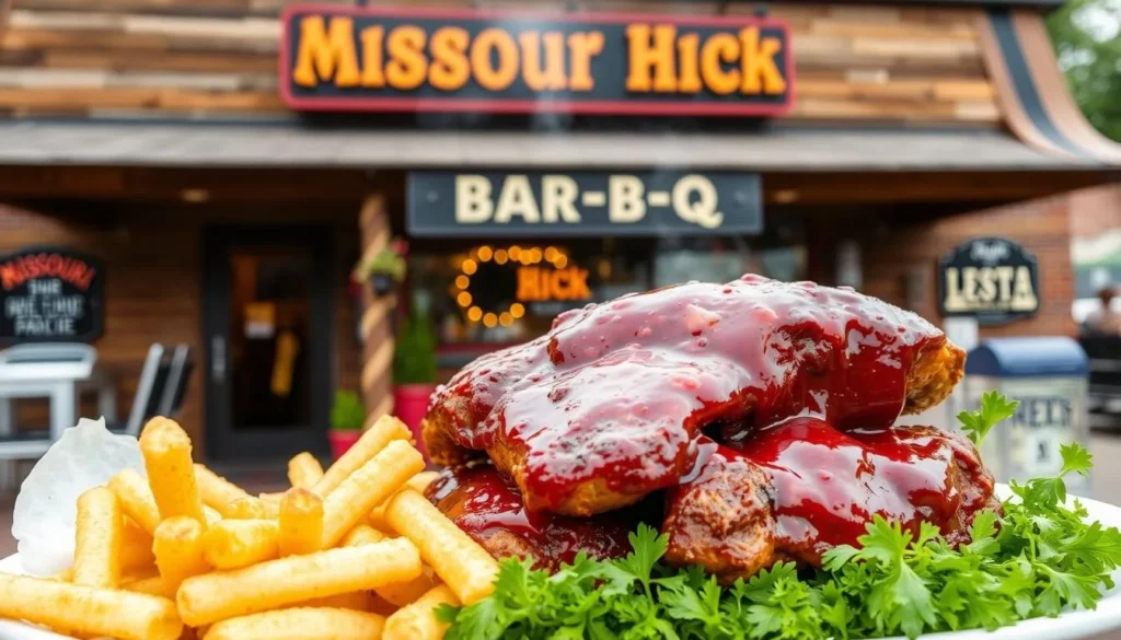 Image of Missouri Hick Bar-B-Q's exterior or a popular barbecue dish