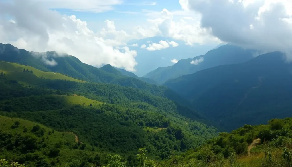 Imatong Mountains in South Sudan showing forested slopes and hiking trails