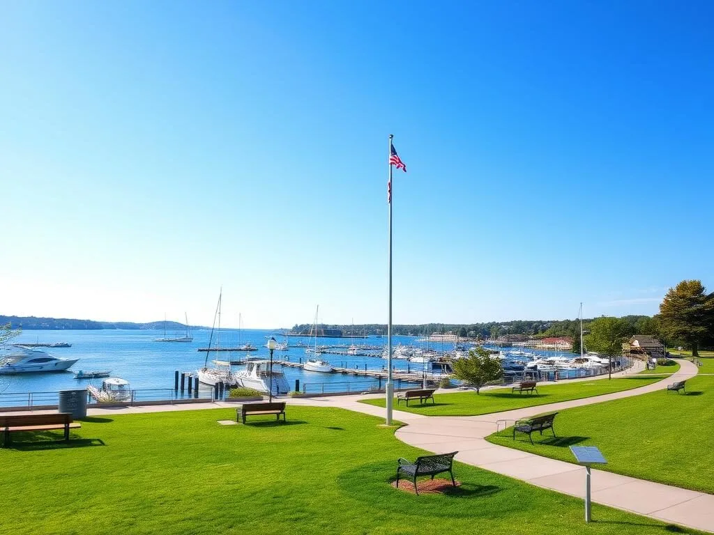 Independence Park in Bristol Rhode Island with waterfront views Independence Park in Bristol Rhode Island with waterfront views