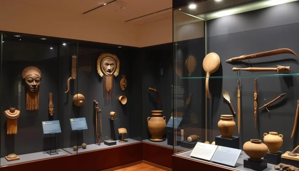 Indigenous artifacts display at the Dom Bosco Museum of Cultures in Campo Grande Indigenous artifacts display at the Dom Bosco Museum of Cultures in Campo Grande