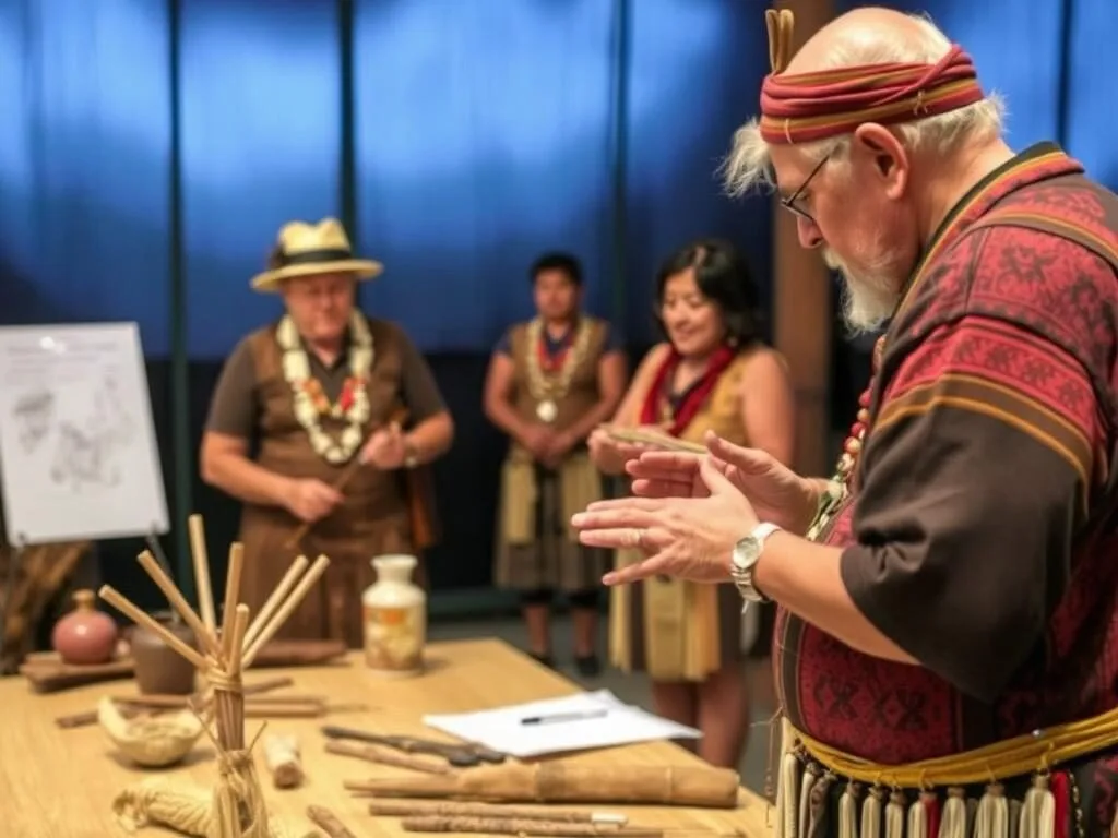 Indigenous cultural demonstration at Jellurgal Aboriginal Cultural Centre