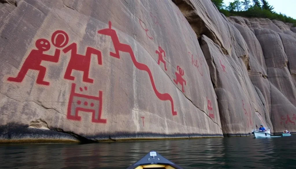 Indigenous pictographs on Mazinaw Rock at Bon Echo Provincial Park