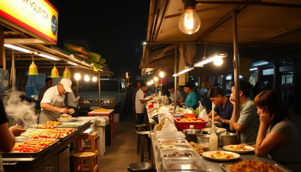 Indonesian street food stalls in Jakarta, culinary experience during a weather-savvy trip to Jakarta, Indonesia