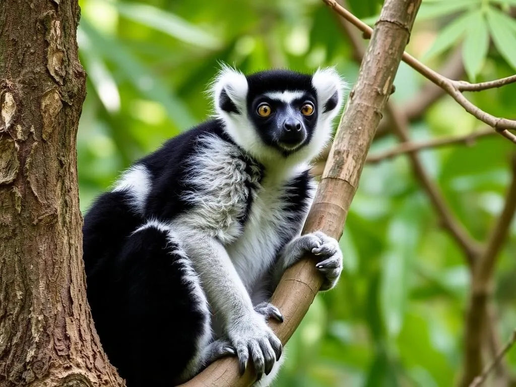 Indri lemur in the trees at Andasibe-Mantadia National Park