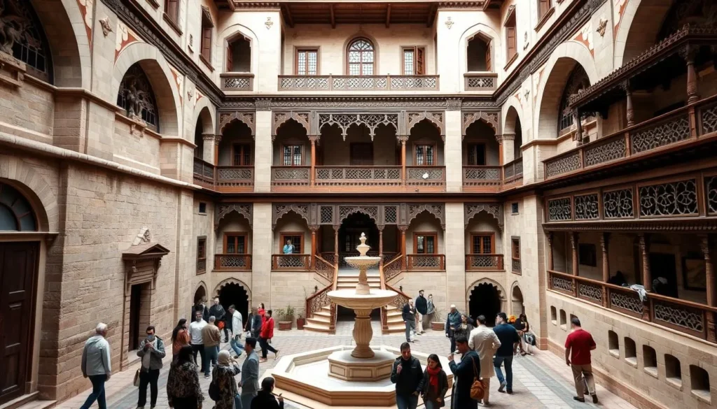 Interior courtyard of Al-Azm Palace in Hama with traditional architecture