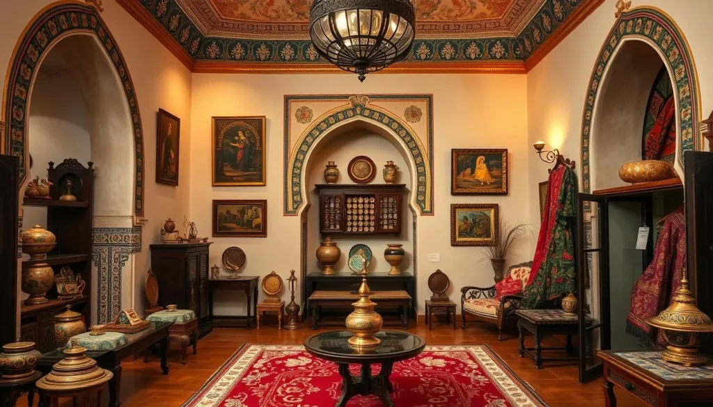 Interior of Dar Cherait Museum showing traditional Tunisian artifacts and decor