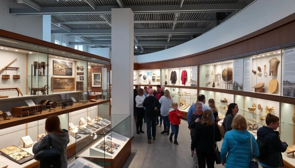 Interior of Kemerovo Regional Museum of Local Lore with historical exhibits Interior of Kemerovo Regional Museum of Local Lore with historical exhibits