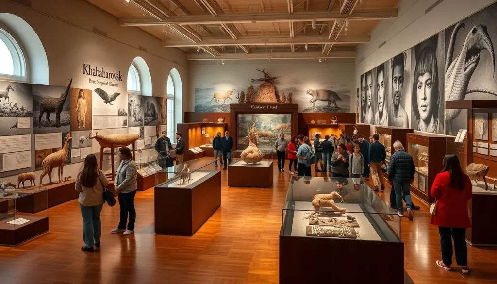 Interior of Khabarovsk Regional Museum showing historical exhibits Interior of Khabarovsk Regional Museum showing historical exhibits