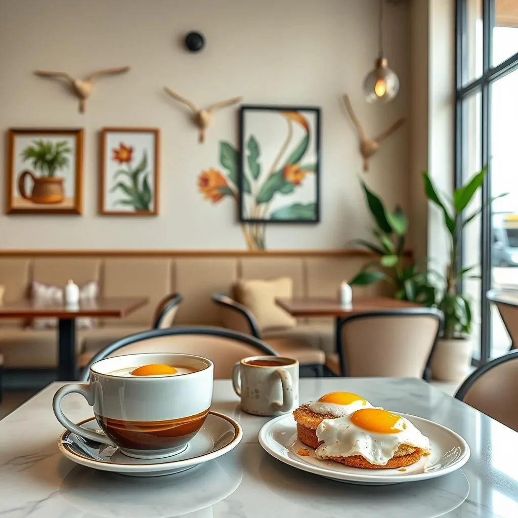 Interior of Palmetto café in Saar showing coffee and breakfast items
