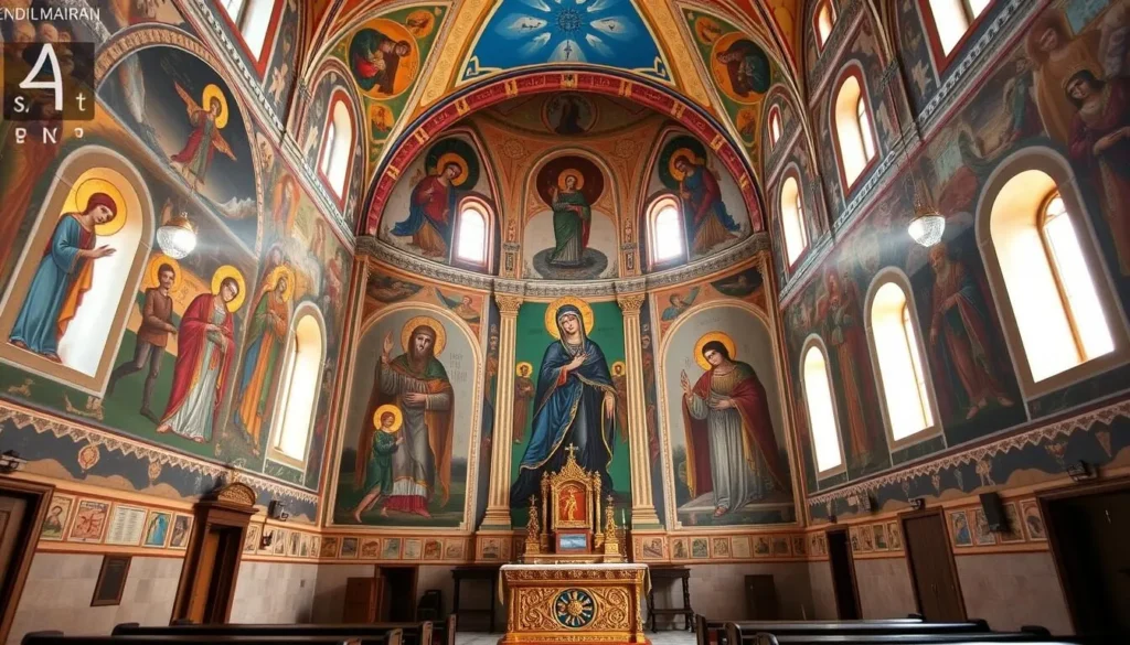 Interior of St. Mary Church of the Holy Belt in Homs with beautiful frescoes