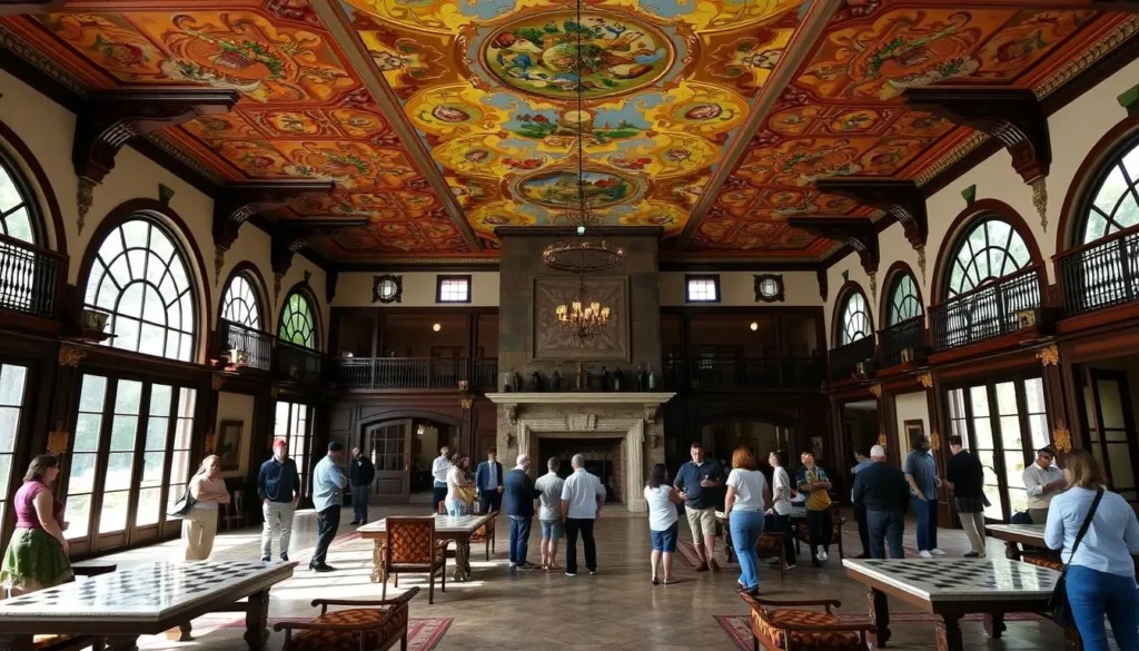 Interior of Wakulla Springs Lodge showing historic lobby with period furnishings