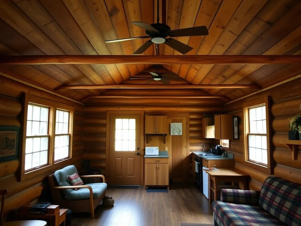Interior of a Blue Spring State Park cabin showing living area