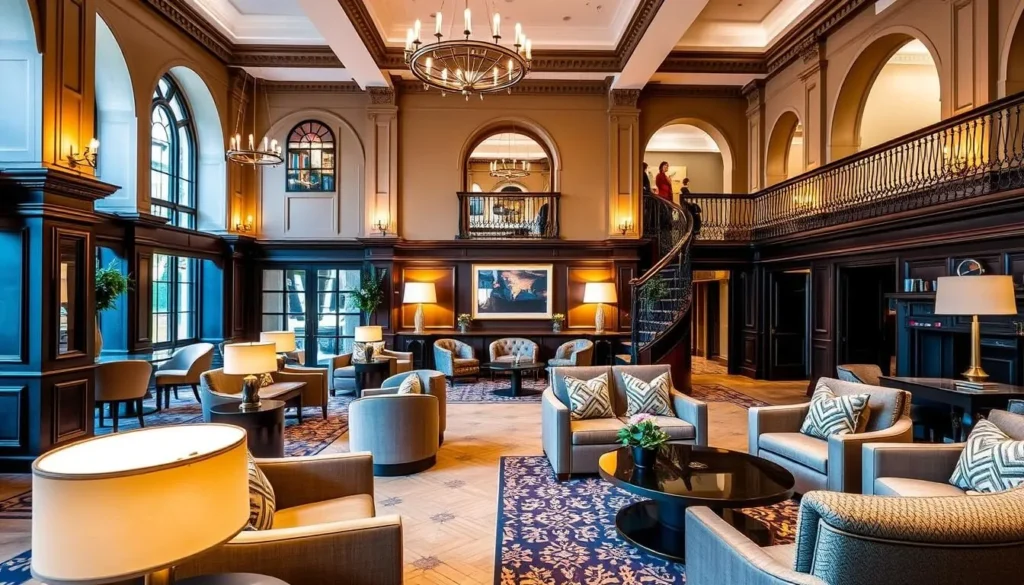 Interior of a boutique hotel in Derry with traditional and modern design elements