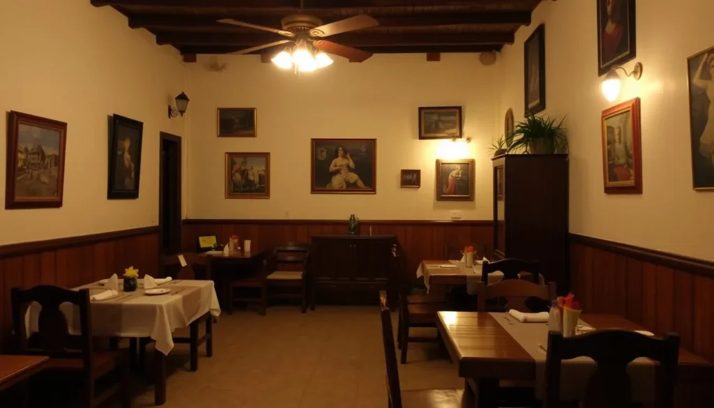 Interior of a typical paladar (private restaurant) in Nuevitas with traditional Cuban decor
