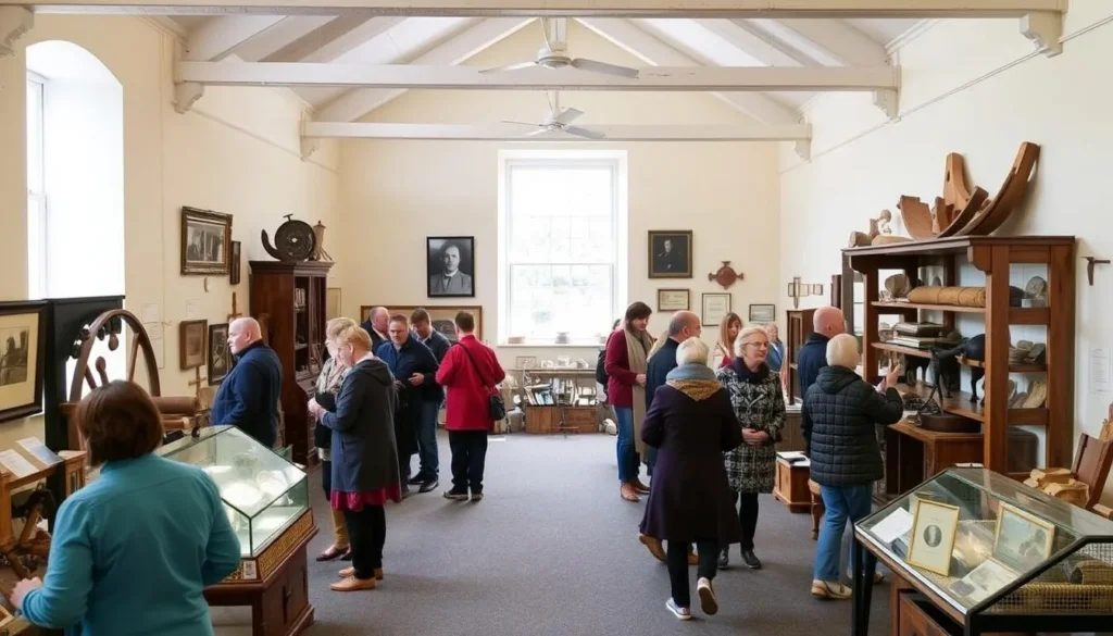 Interior of the Dales Countryside Museum showing traditional farming implements and displays