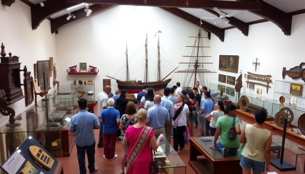Interior of the National Maritime Museum in Galle with historical exhibits