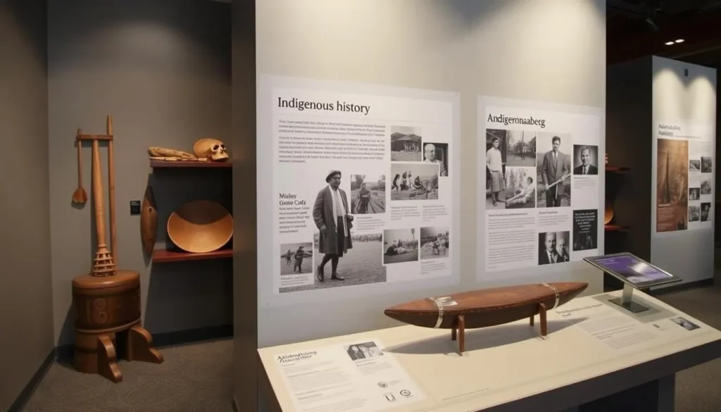 Interpretive display about Indigenous history at Georgian Bay Islands National Park Visitor Centre