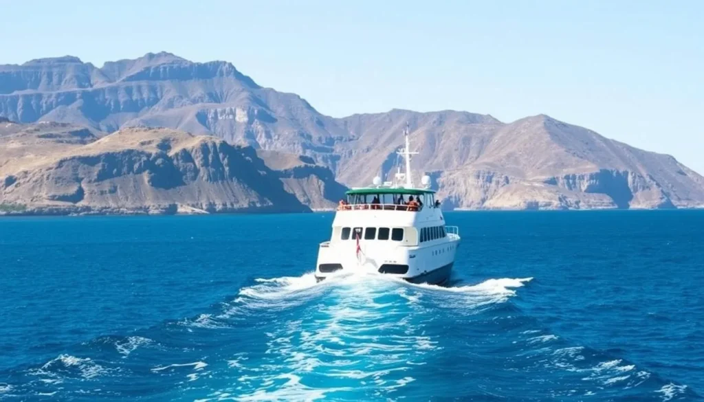 Island Packers ferry approaching Santa Cruz Island in Channel Islands National Park