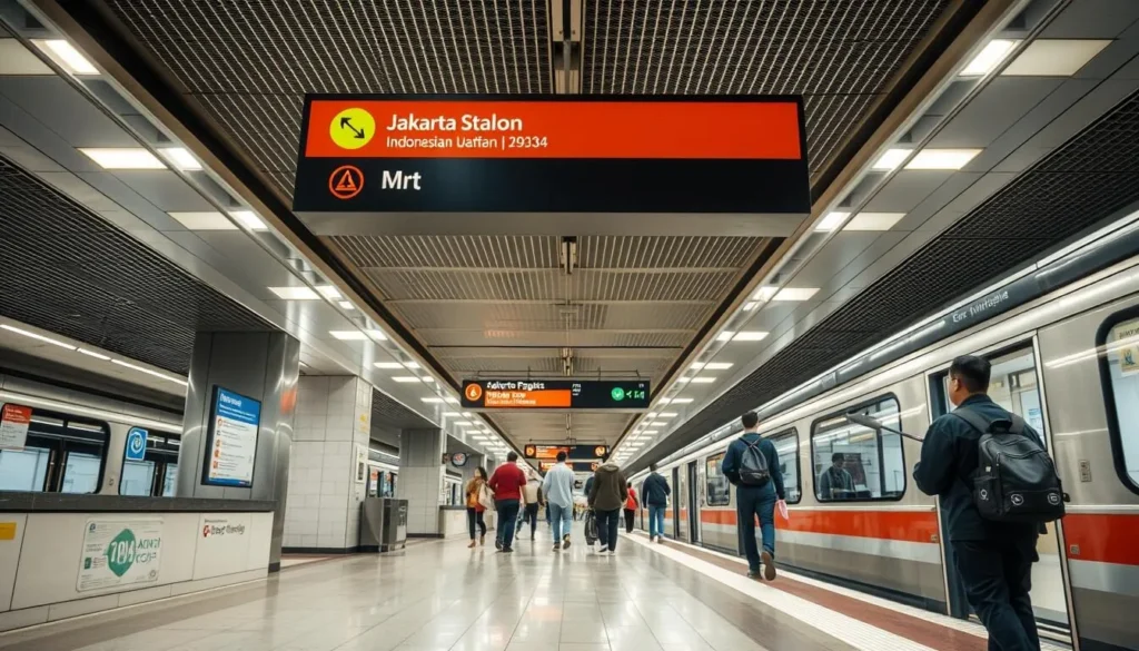 Jakarta MRT station with modern facilities and clear signage in Indonesian and English
