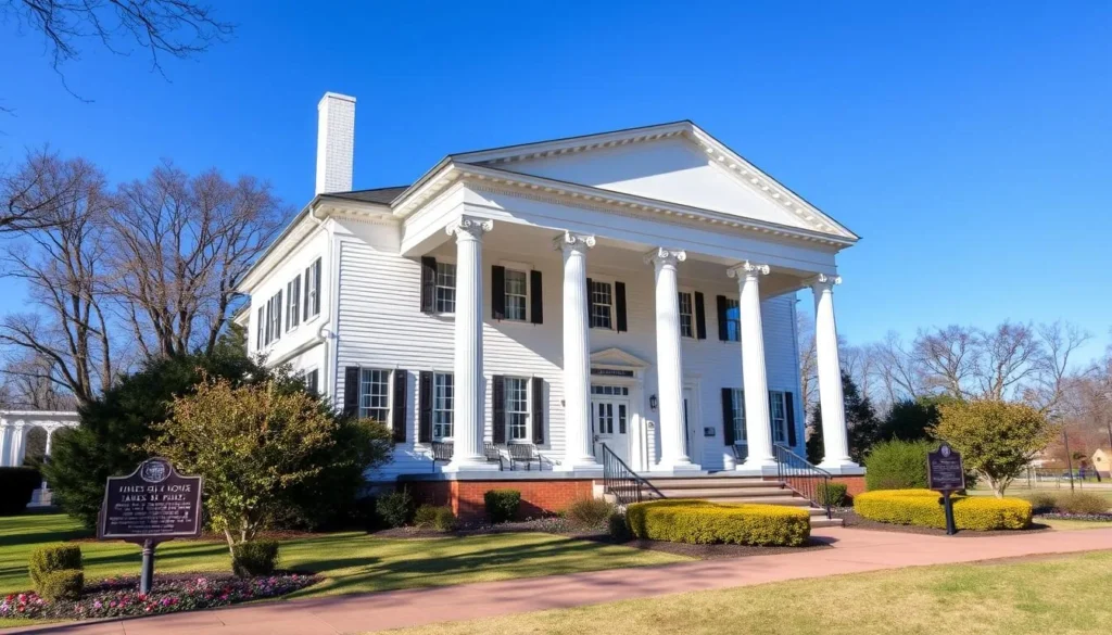 James K. Polk Home exterior in Columbia Tennessee with historic architecture