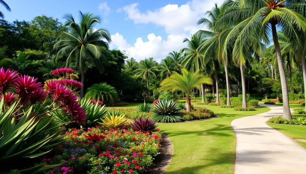 Jardín Botánico Cupaynicú botanical garden near Bayamo with tropical plants and flowers