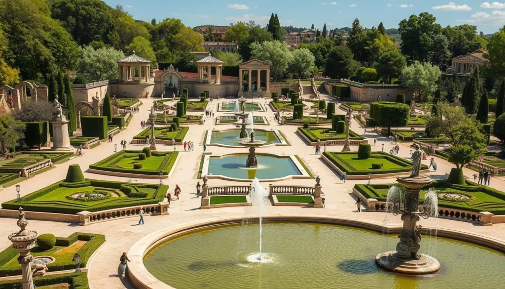 Jardins de la Fontaine park with Roman ruins and formal gardens