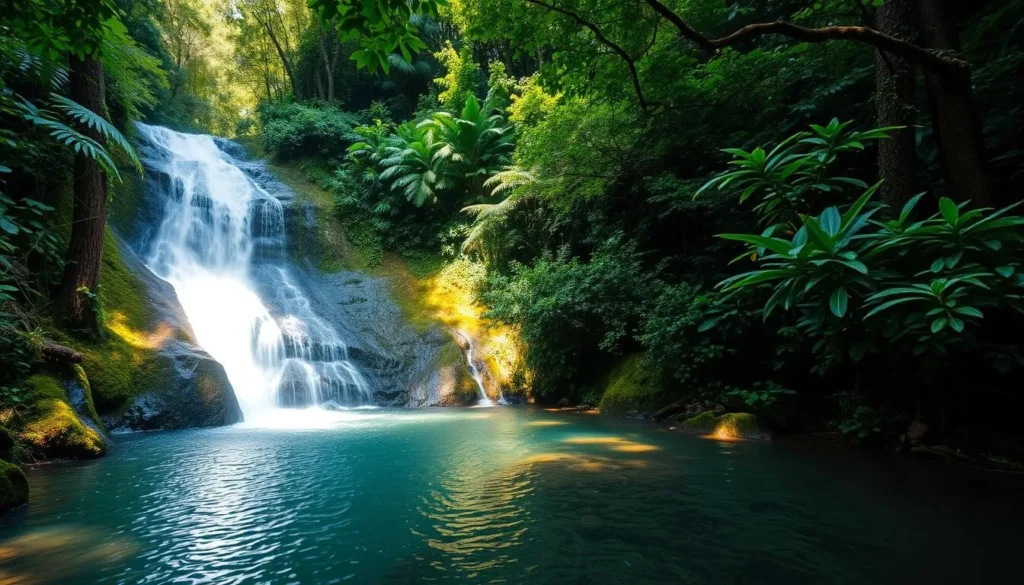 Jungle waterfall with natural pool in Nuqui region Jungle waterfall with natural pool in Nuqui region