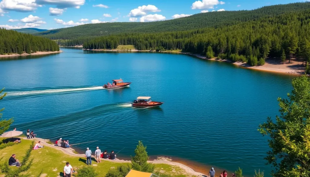 Kaluga Russia things to do - Scenic view of the Yachen Reservoir with people enjoying outdoor activities
