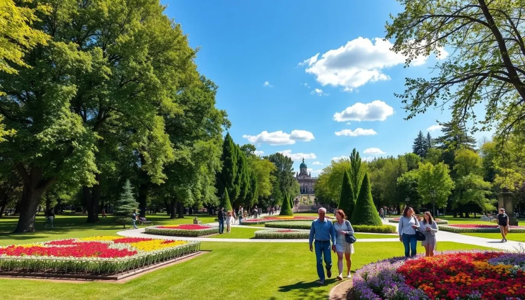 Kaluga Russia things to do in summer - view of the city park with blooming flowers and greenery