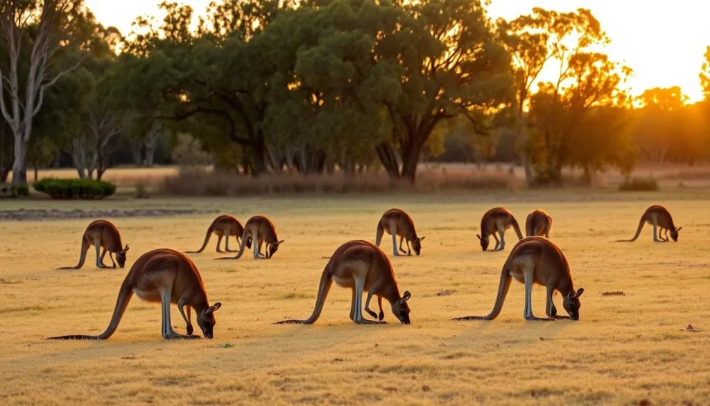 Kangaroos at Boundary Road Reserve in Bathurst at sunset