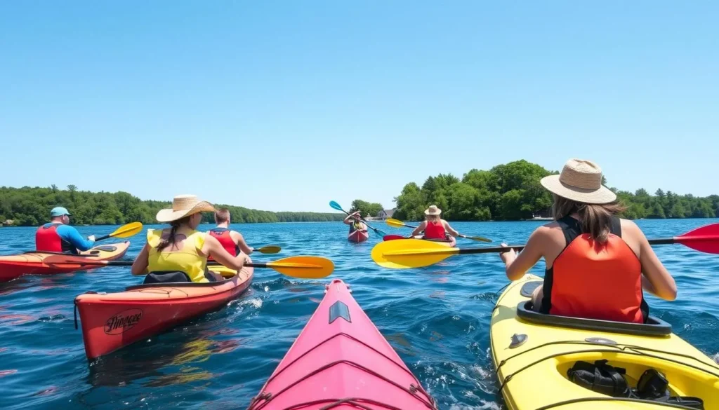Kayakers exploring the Thousand Islands near Gananoque