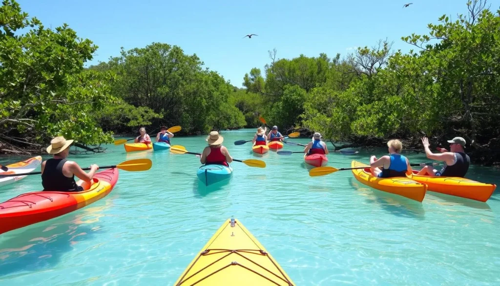 Kayakers exploring the mangrove trails around Boot Key Kayakers exploring the mangrove trails around Boot Key