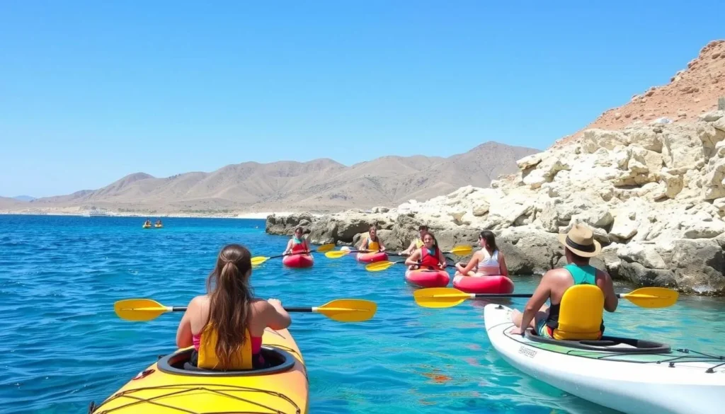 Kayaking along the coastline of Isla Tiburon