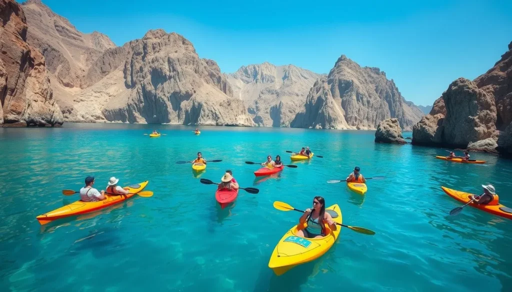 Kayaking in the fjords near Telegraph Island, Oman