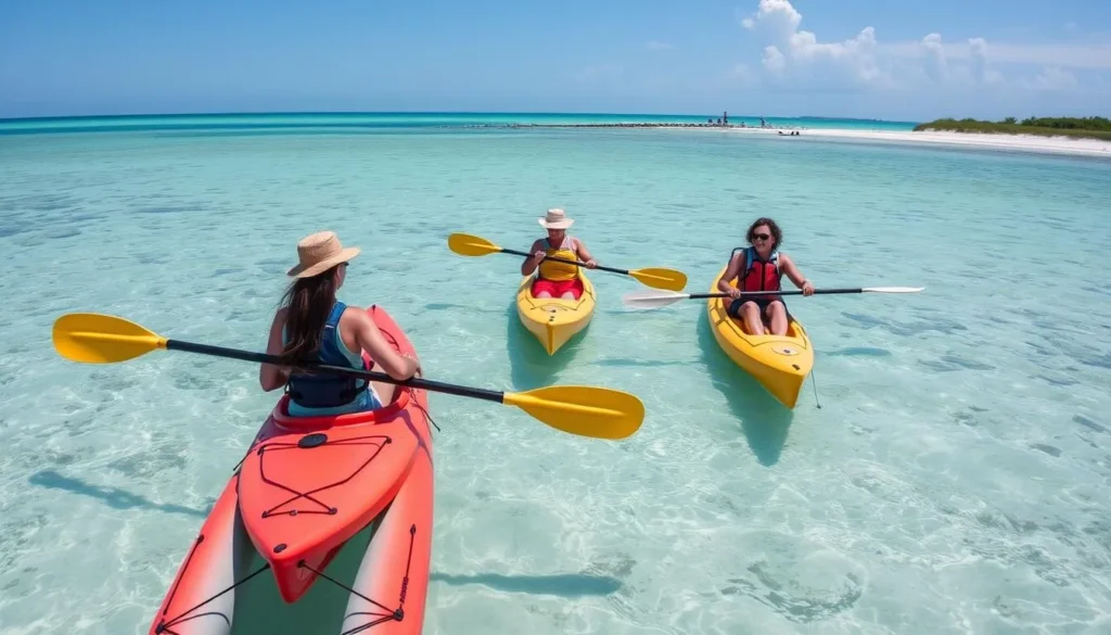 Kayaking on St. Joseph Bay with diverse tourists