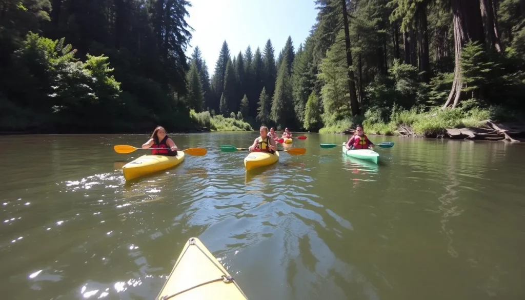 Kayaking on the Eel River at Benbow State Recreation Area Kayaking on the Eel River at Benbow State Recreation Area