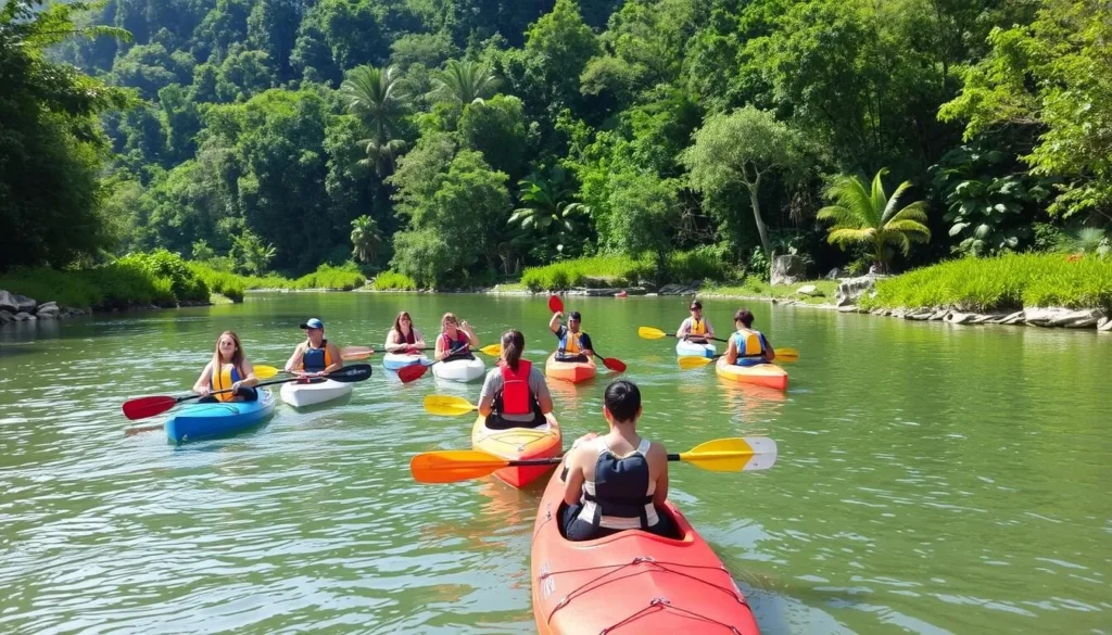 Kayaking on the Nam Theun River within the protected area