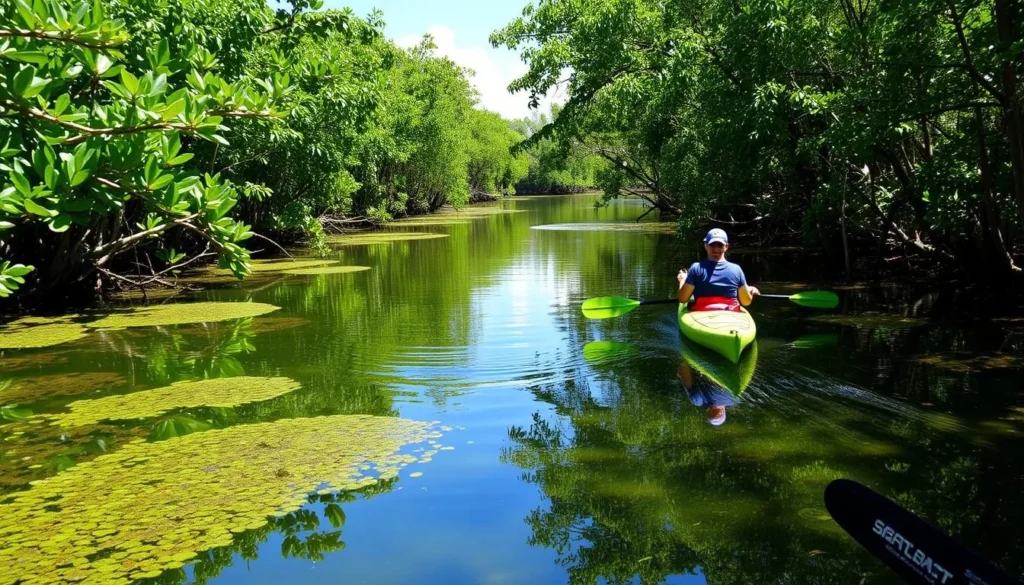 Kayaking through mangroves in Cabo Rojo Wildlife Refuge
