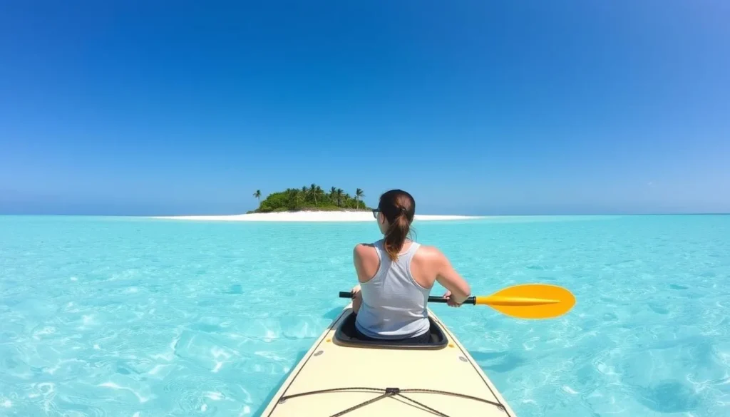 Kayaking to Owen Island from Blossom Village