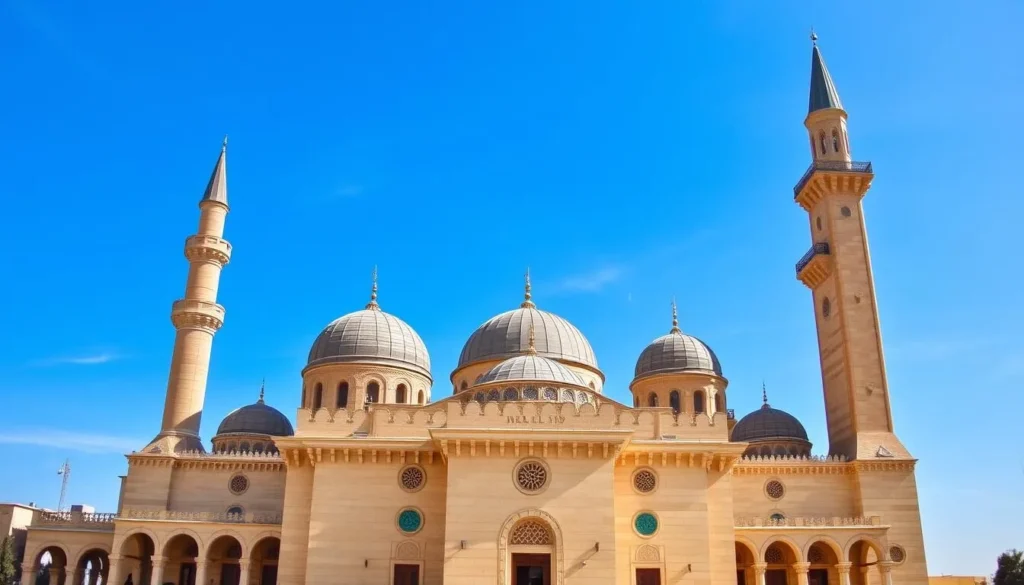 Khalid ibn al-Walid Mosque in Homs Syria with its distinctive domes and minarets