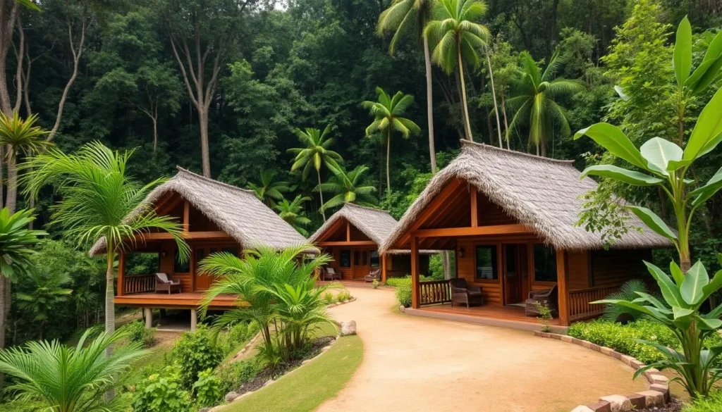 Kingfisher Ecolodge bungalows in Xe Pian National Protected Area