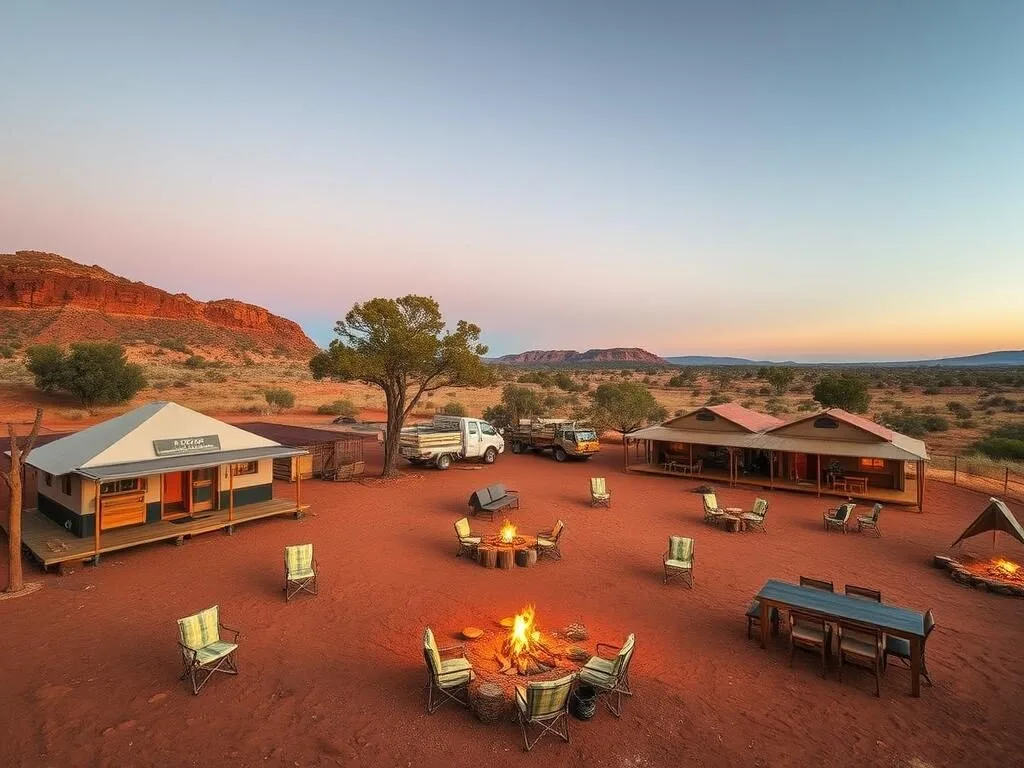 Kings Creek Station camping and accommodation options with outback atmosphere in Watarrka National Park region