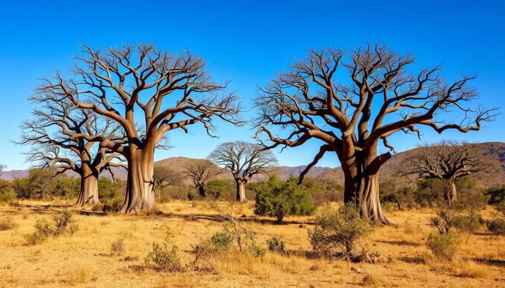 Kirindy Mitea National Park during the dry season showing baobab trees and dry landscape