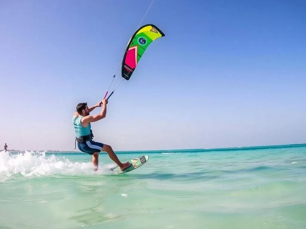Kitesurfing at Fuwairit Kite Beach in Al Shamal Qatar