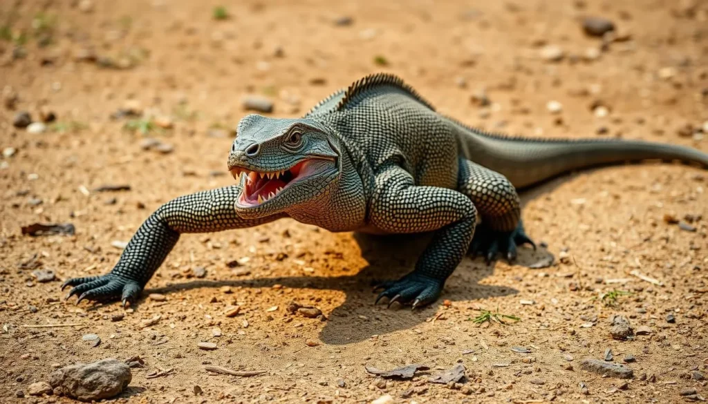 Komodo dragon in natural habitat at Komodo National Park Indonesia Komodo dragon in natural habitat at Komodo National Park Indonesia
